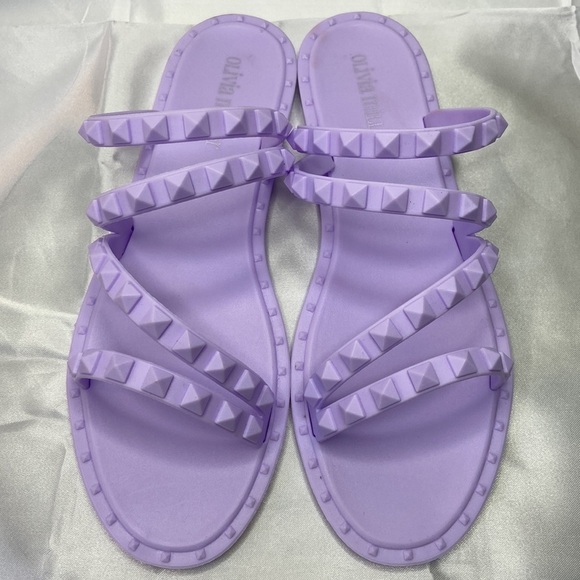 Olivia Miller Women’s Pastel Purple Jelly Slip On Studded Slide Sandals Size 8 - Picture 11 of 12